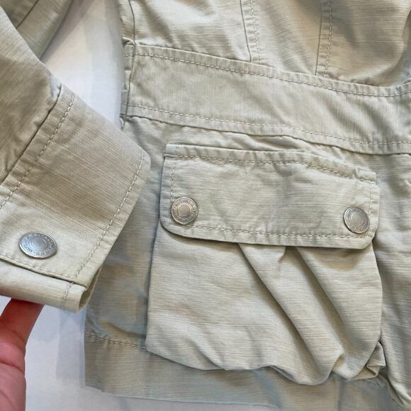 Ann Taylor Cotton Beige/Tan/Neutral Zip Up Cargo/Utility Jacket, Pockets, 6 - Picture 6 of 14